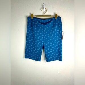 Nanette Lepore Women’s Plus Size 1X Blue Floral Print High-Waist Biker Shorts